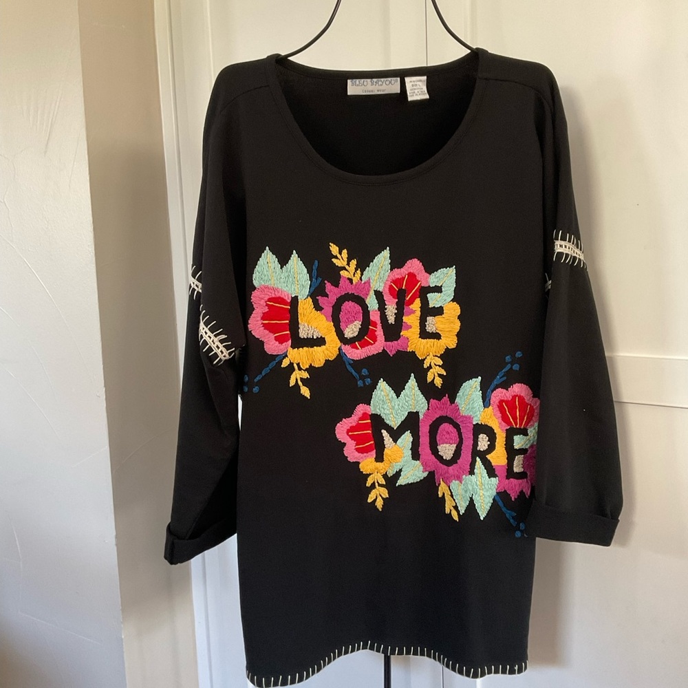 LOVE MORE EMBROIDERED VALENTINE  SWEATSHIRT LARGE